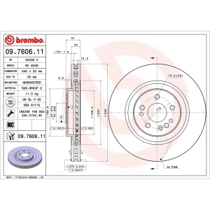 brembo UV Coated Series Vented Front Brake Rotor for Mercedes-Benz ML430 - 09.7606.11