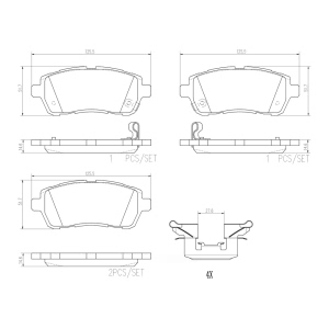brembo Premium Ceramic Front Disc Brake Pads for 2012 Mazda 2 - P16013N