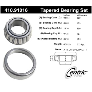 Centric Premium™ Front Passenger Side Outer Wheel Bearing and Race Set for 1984 Volvo 245 - 410.91016