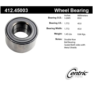 Centric Premium™ Rear Passenger Side Double Row Wheel Bearing for Mazda 929 - 412.45003