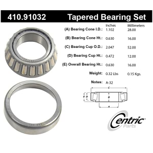 Centric Premium™ Front Driver Side Inner Wheel Bearing and Race Set for Mazda RX-7 - 410.91032