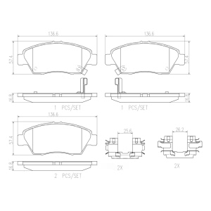 brembo Premium Ceramic Front Disc Brake Pads for 2007 Honda Fit - P28023N