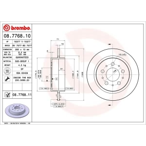 brembo OE Replacement Rear Brake Rotor for Volvo 960 - 08.7768.10