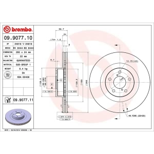 brembo UV Coated Series Vented Front Brake Rotor for Saab 9-2X - 09.9077.11