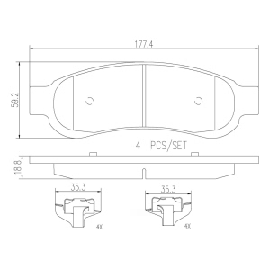 brembo Premium Ceramic Rear Disc Brake Pads for 2009 Ford F-250 Super Duty - P24117N