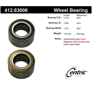 Centric Premium™ Front Driver Side Double Row Wheel Bearing for 2012 Dodge Caliber - 412.63006