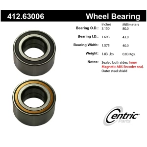 Centric Premium™ Front Driver Side Double Row Wheel Bearing for 2012 Jeep Compass - 412.63006