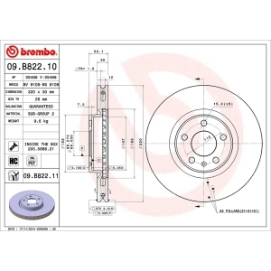brembo UV Coated Series Vented Front Brake Rotor for 2013 Audi Q5 - 09.B822.11