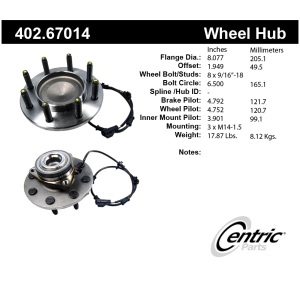 Centric Premium™ Front Driver Side Driven Wheel Bearing and Hub Assembly for 2003 Dodge Ram 3500 - 402.67014