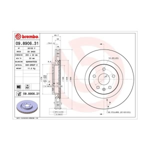 brembo UV Coated Series Vented Front Brake Rotor for 2016 Chevrolet SS - 09.8906.31