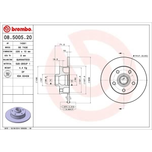brembo OE Replacement Solid Rear Brake Rotor - 08.5005.20