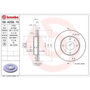 brembo OE Replacement Front Brake Rotor for 2000 Hyundai Sonata - 09.A258.10