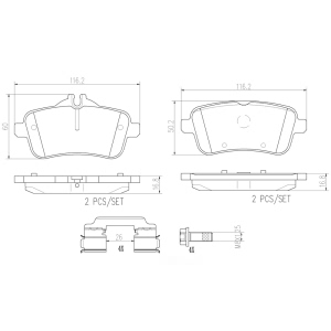 brembo Premium Ceramic Rear Disc Brake Pads for Mercedes-Benz ML63 AMG - P50101N