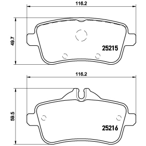 brembo Premium Low-Met OE Equivalent Rear Brake Pads for Mercedes-Benz CLA45 AMG - P50099