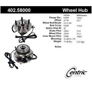 Centric Premium™ Wheel Bearing And Hub Assembly for Jeep Liberty - 402.58000