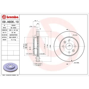 brembo OE Replacement Front Brake Rotor for 2005 Kia Rio - 09.A606.10