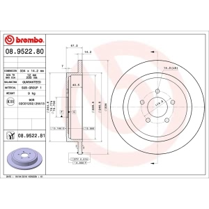 brembo UV Coated Series Rear Brake Rotor for 2005 Lincoln Town Car - 08.9522.81