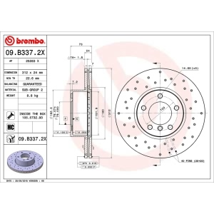 brembo Premium Xtra Cross Drilled UV Coated 1-Piece Front Brake Rotors for BMW 228i - 09.B337.2X