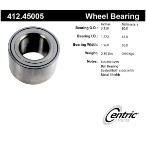 Centric Premium™ Rear Passenger Side Double Row Wheel Bearing for Mazda RX-8 - 412.45005