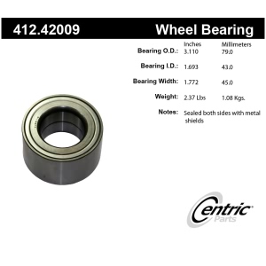 Centric Premium™ Rear Driver Side Double Row Wheel Bearing for Infiniti M45 - 412.42009