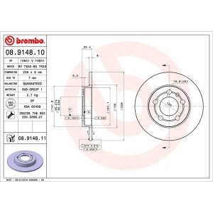 brembo UV Coated Series Solid Rear Brake Rotor for 2006 Audi TT Quattro - 08.9148.11