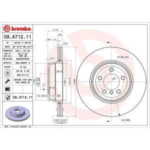 brembo UV Coated Series Vented Rear Brake Rotor for 2005 BMW 760i - 09.A712.11