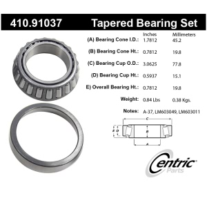 Centric Premium™ Front Passenger Side Inner Wheel Bearing and Race Set for Land Rover Discovery - 410.91037