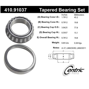 Centric Premium™ Front Passenger Side Inner Wheel Bearing and Race Set for 1995 Mazda B3000 - 410.91037
