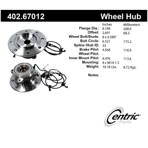 Centric Premium™ Wheel Bearing And Hub Assembly for Dodge Ram 3500 - 402.67012