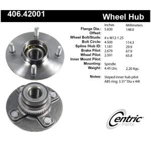 Centric Premium™ Wheel Bearing And Hub Assembly for 2000 Infiniti G20 - 406.42001