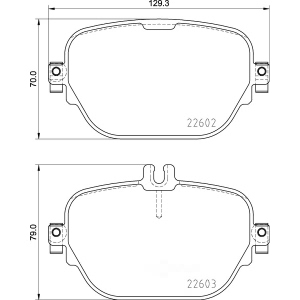 brembo Premium Low-Met OE Equivalent Rear Brake Pads for 2018 Mercedes-Benz E400 - P50138