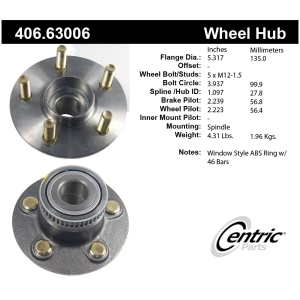 Centric Premium™ Rear Passenger Side Non-Driven Wheel Bearing and Hub Assembly for 1999 Dodge Stratus - 406.63006