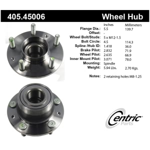 Centric Premium™ Wheel Bearing And Hub Assembly for Mazda Protege5 - 405.45006