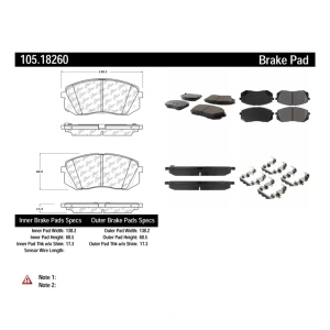 Centric Posi Quiet™ Ceramic Front Disc Brake Pads for Hyundai Sonata - 105.18260