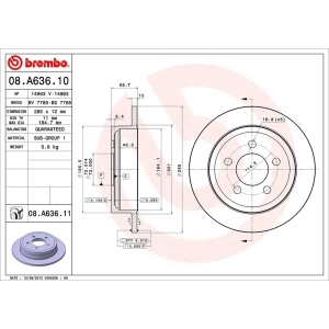 brembo UV Coated Series Rear Brake Rotor for 2005 Jeep Wrangler - 08.A636.11