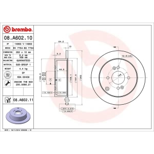 brembo UV Coated Series Rear Brake Rotor for Kia Rio5 - 08.A602.11