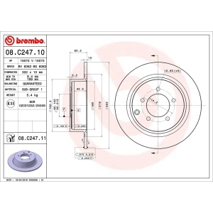 brembo UV Coated Series Solid Rear Brake Rotor for 2007 Chrysler Sebring - 08.C247.11