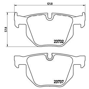 brembo Premium Low-Met OE Equivalent Rear Brake Pads for 2006 BMW 525i - P06033