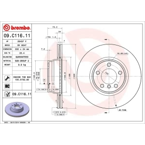 brembo UV Coated Series Front Brake Rotor for 2016 BMW 330e - 09.C116.11