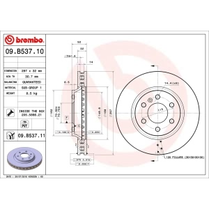 brembo UV Coated Series Vented Front Brake Rotor for Saturn - 09.B537.11