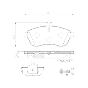 brembo Premium Ceramic Front Disc Brake Pads for 2012 Mercedes-Benz C300 - P50067N