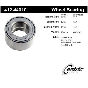 Centric Premium™ Front Passenger Side Double Row Wheel Bearing for Toyota Echo - 412.44010