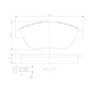 brembo Premium Ceramic Front Disc Brake Pads for 2013 Fiat 500 - P23119N