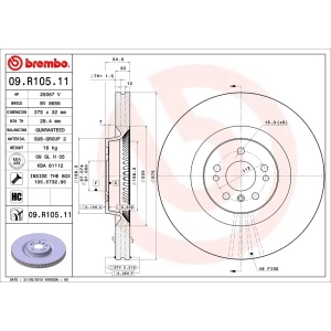 brembo UV Coated Series Vented Front Brake Rotor for 2009 Mercedes-Benz GL320 - 09.R105.11