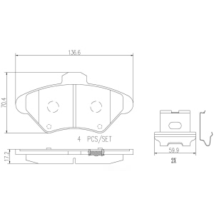 brembo Premium Ceramic Front Disc Brake Pads for 1993 Mercury Cougar - P24095N