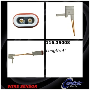 Centric Front Driver Side Brake Pad Sensor for Mercedes-Benz CLS55 AMG - 116.35008