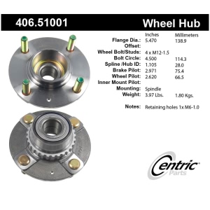 Centric Premium™ Wheel Bearing And Hub Assembly for Hyundai Accent - 406.51001