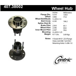 Centric Premium™ Wheel Bearing And Hub Assembly for 2007 Saab 9-5 - 407.38002