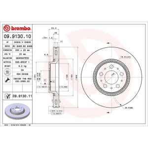 brembo UV Coated Series Vented Front Brake Rotor for 2001 Volvo S80 - 09.9130.11