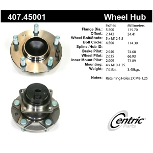 Centric Premium™ Wheel Bearing And Hub Assembly for Mazda RX-8 - 407.45001